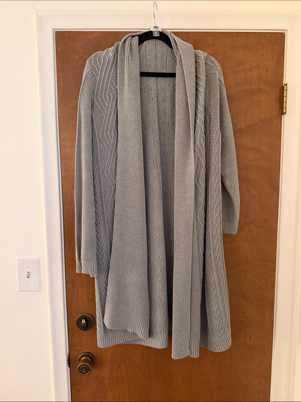 Old Navy Light Gray Cable Open-Front Duster Cardigan
